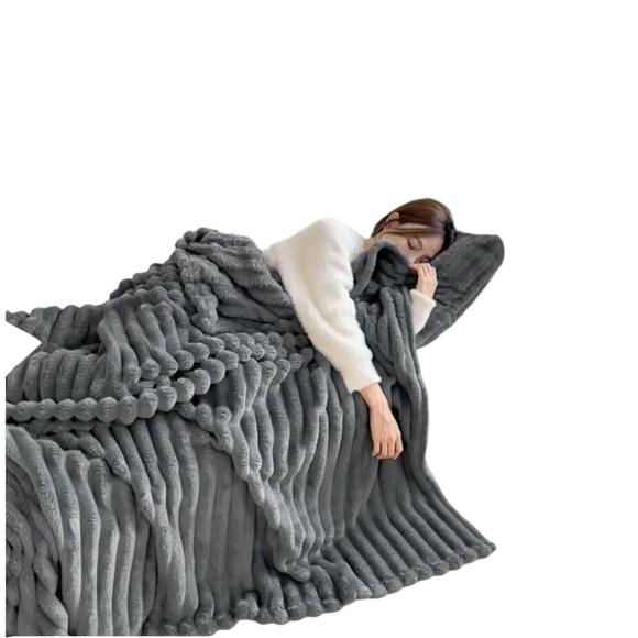 Queen Blanket Gray Plush Blankets Bedspread  Cozy Couch Throw Bed topper Gift - Picture 2 of 12